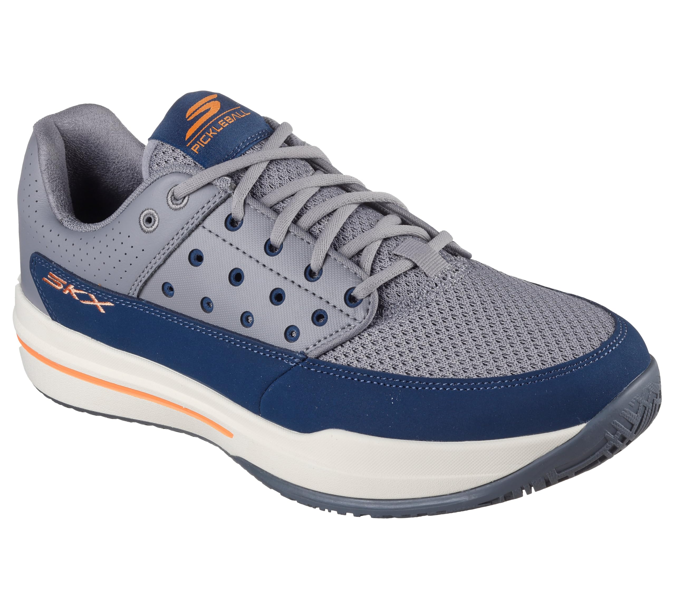 Skechers Men’s Viper Court Luxe Pickleball Sneaker, Charcoal/Navy, 8