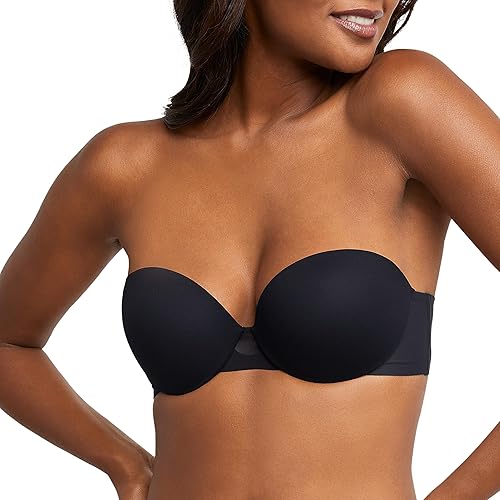 Maidenform Women's DreamWire Multi-Way Underwire Bra, Strapless 6-Way Convertible Bra Black