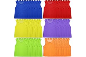 Silicherry 48 Pcs Pinnies Scrimmage Vests Sports Team Mesh Practice Jersey for Youth Kids Basketball Football Soccer