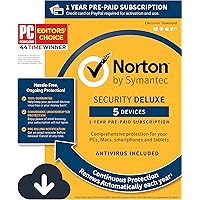 Norton Security Deluxe – Antivirus software for 5 Devices with Auto Renewal, Requires Payment Method – 1 Year Pre-Paid Subscription [PC/Mac/Mobile Download]