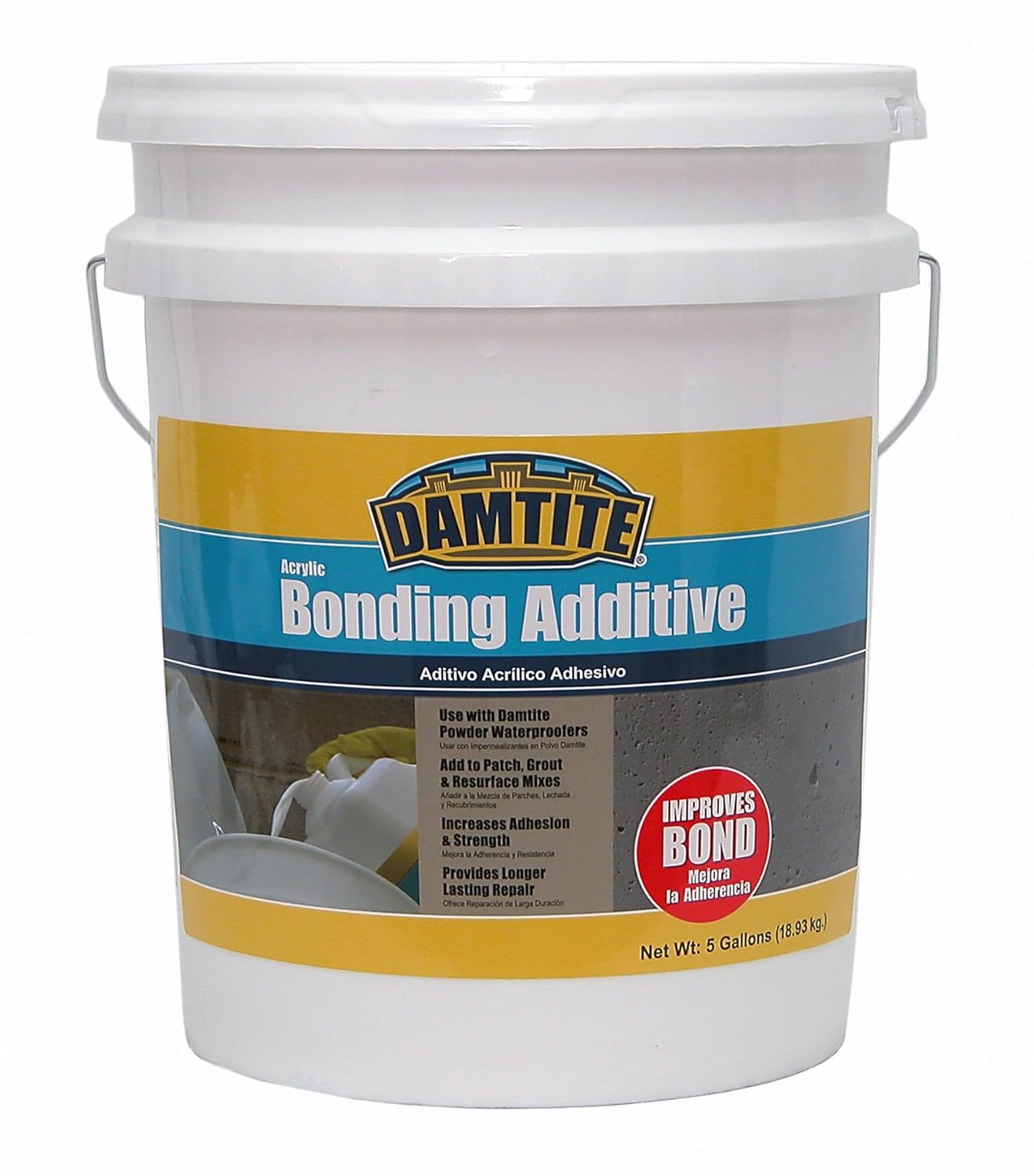 DAMTITE WATERPROOFING 05500 Damtite Bonding Additive, 5 Gal, Acrylic
