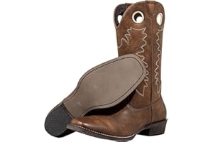 J's.o.l.e Cowboy Boots Men Square Toe Western Dress Boots Casual Mid Calf Pull On Riding Boot Brown