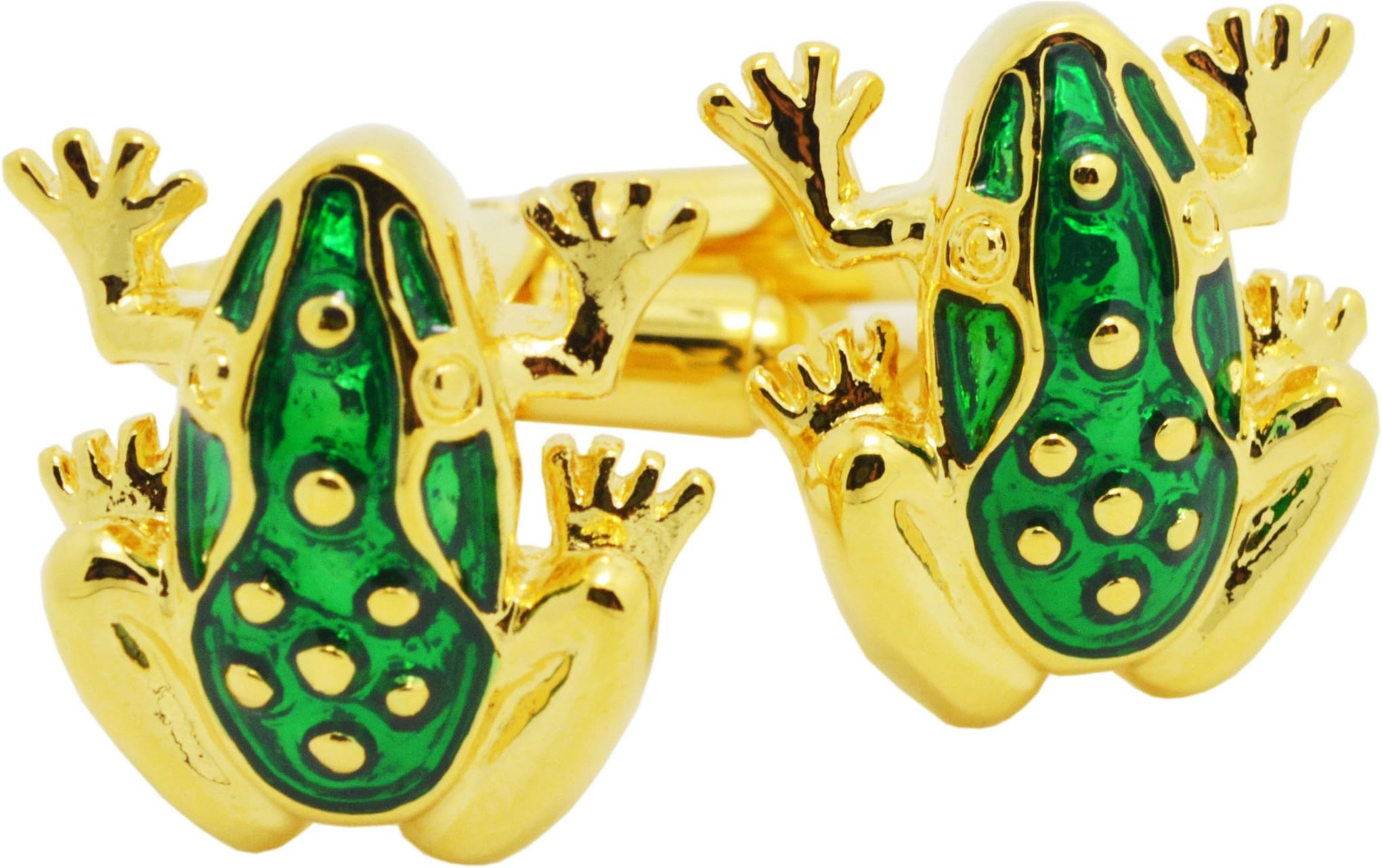 HEHIM(TM) 2 PCS Cuff Links for Men Gold & Green Frog With Gift Box FCL-014