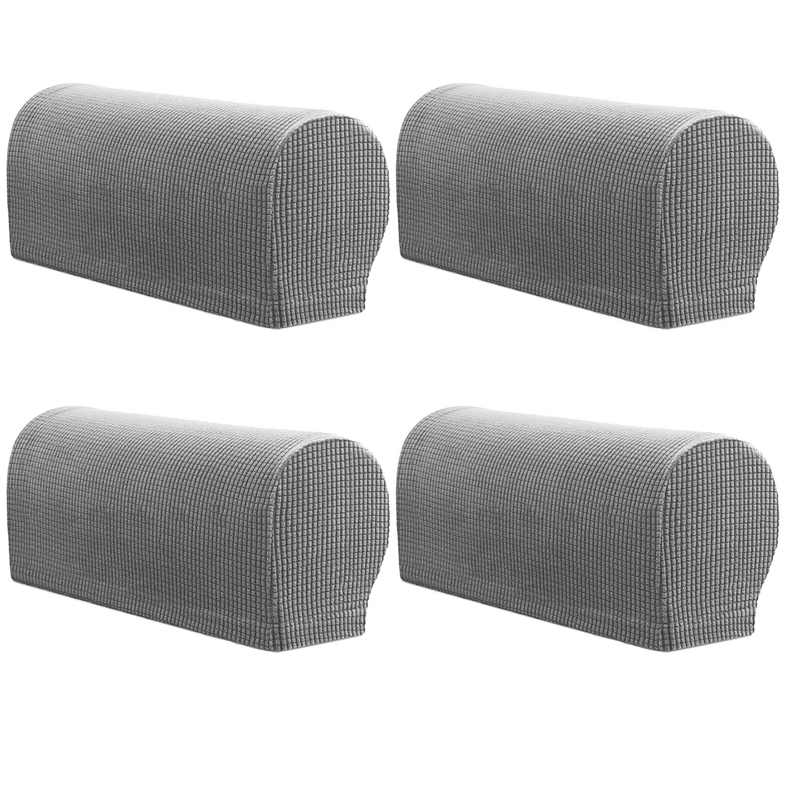 ESRISE Armrest Chair Covers, Set of 4 Stretch Armchair Couch Arm Rest Covers Anti-Slip Spandex Polyester Sofa Arm Caps Slipcovers for Furniture Protector (Light Grey)