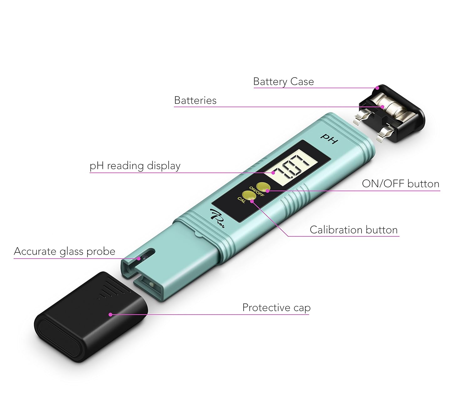 PH Meter with Automatic Calibration 7Pros High Accuracy Pen Type Water Quality Tester with
