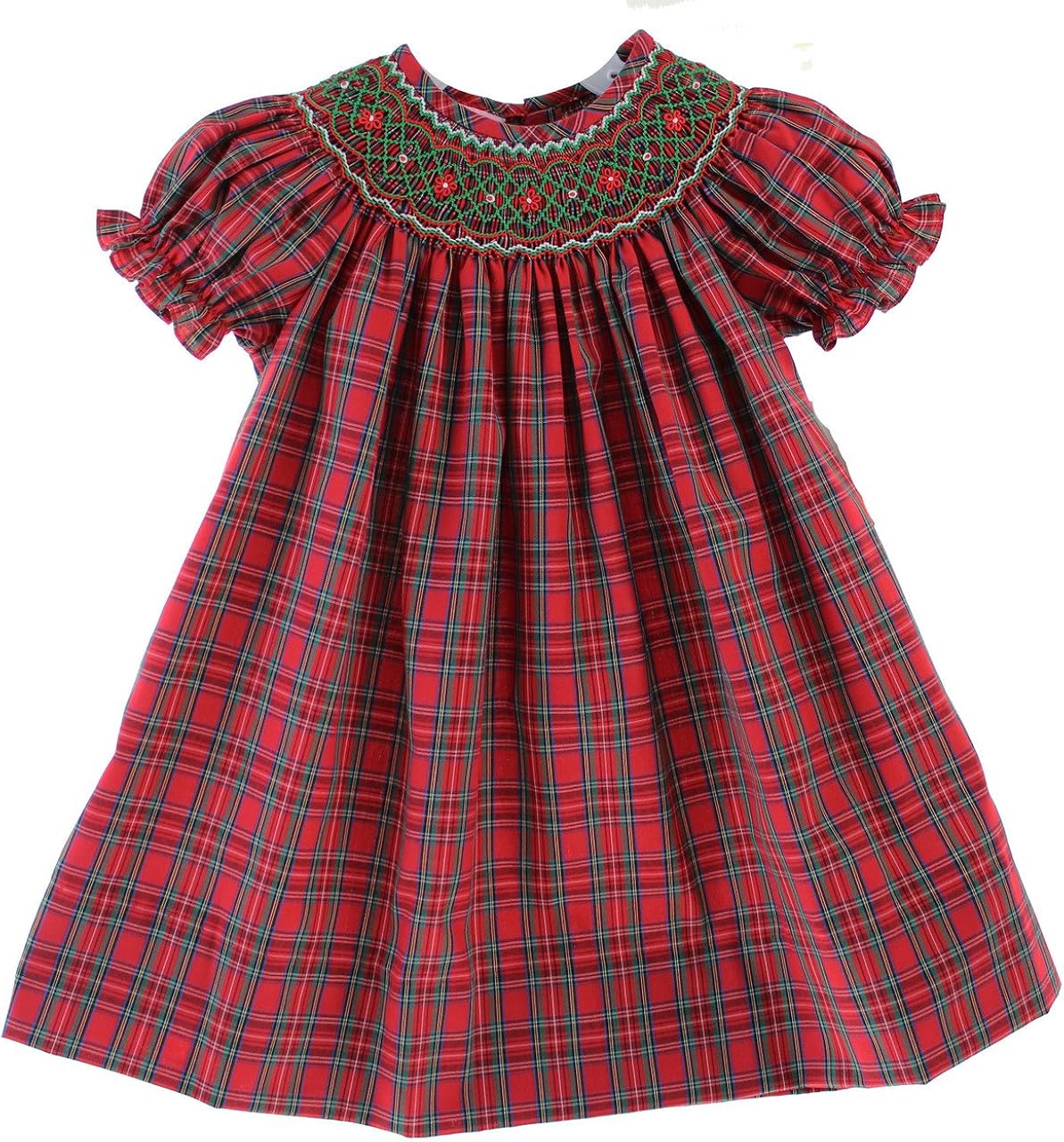 Amazon.com: Girls Red Christmas Dress Plaid Smocked Bishop for Holiday