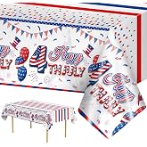 2 Pack Happy 4th of July Tablecloth Decorations - Fourth of July Table Cloth, Plastic Disposable Rectangle Table Cover for Patriotic Independence day Tables Decor Party Supplies Favors,108 x 54 Inch