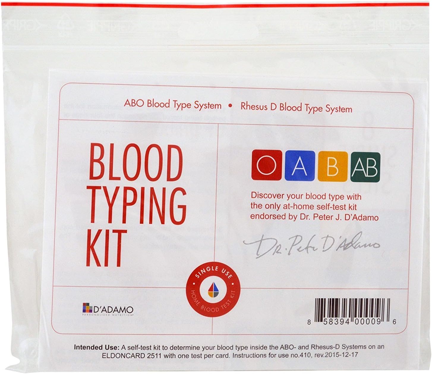 Amazon Com D Adamo Personalized Nutrition Home Blood Type Testing Kit Health Personal Care