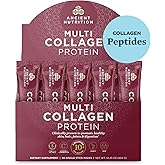 Ancient Nutrition Collagen Peptides Powder, Multi Collagen Protein, Women & Men, Vitamin C, Probiotics, Hydrolyzed Collagen, Supports Skin, Joints, Gut Health, Unflavored, 40 Stick Packs