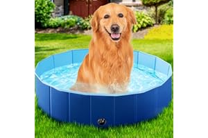 StarOcean Foldable Dog Pool, Hard Plastic Pool for Large Dogs, Swimming Pool for Dogs,Collapsible Pool Dog Bathing Tub, pop up Dog Pool for Cat (32" x 8" Inch,Blue)