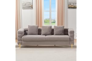 AMERLIFE Modern Sofa Couch, 24''Extra Deep Seat Sofa for Living Room, 85 inch Oversized Sofa, 3 Seat Sofa, Sectional Couch Set, Grey