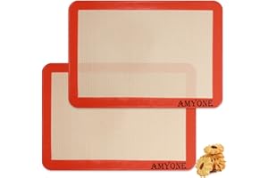 AMYONE Quarter Sheet Silicone Baking Mat, 2 Pcs Non-Stick Silicone Baking Mats Cookie Sheet for 9x13 Baking Pan, Reusable Bak