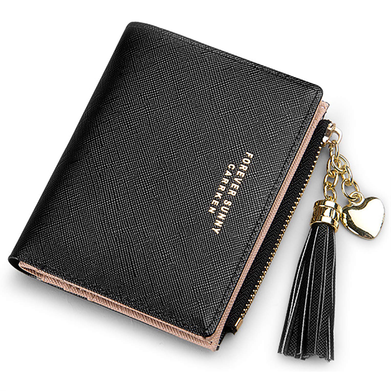 ZhengYue Purse for Women,Ladies Purse Small Leather Wallet with RFID Blocking,Vegan Leather Women Purse with Zipper Coin Purse and Multiple Card Slots for Cash,Cion,Card,Bill Black