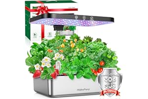 HIDROPONY Hydroponics Growing System Indoor Garden - Herb Garden with Grow Light, 15 Pods Stainless Steel Indoor Garden Kit, Auto Timer, Gardening Gift for All Ages