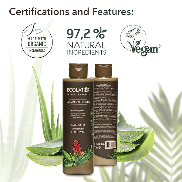 ALOE VERA HAIR BALM – HYDRATING & FORTIFYING CONDITIONER FOR WOMEN, 98.6% NATURAL, VEGAN, MOISTURIZING UNISEX CONDITIONER, DEEP TREATMENT FOR DRY, DAMAGED & CURLY HAIR, SULFATE-FREE, 8.5 FL OZ / 250ML