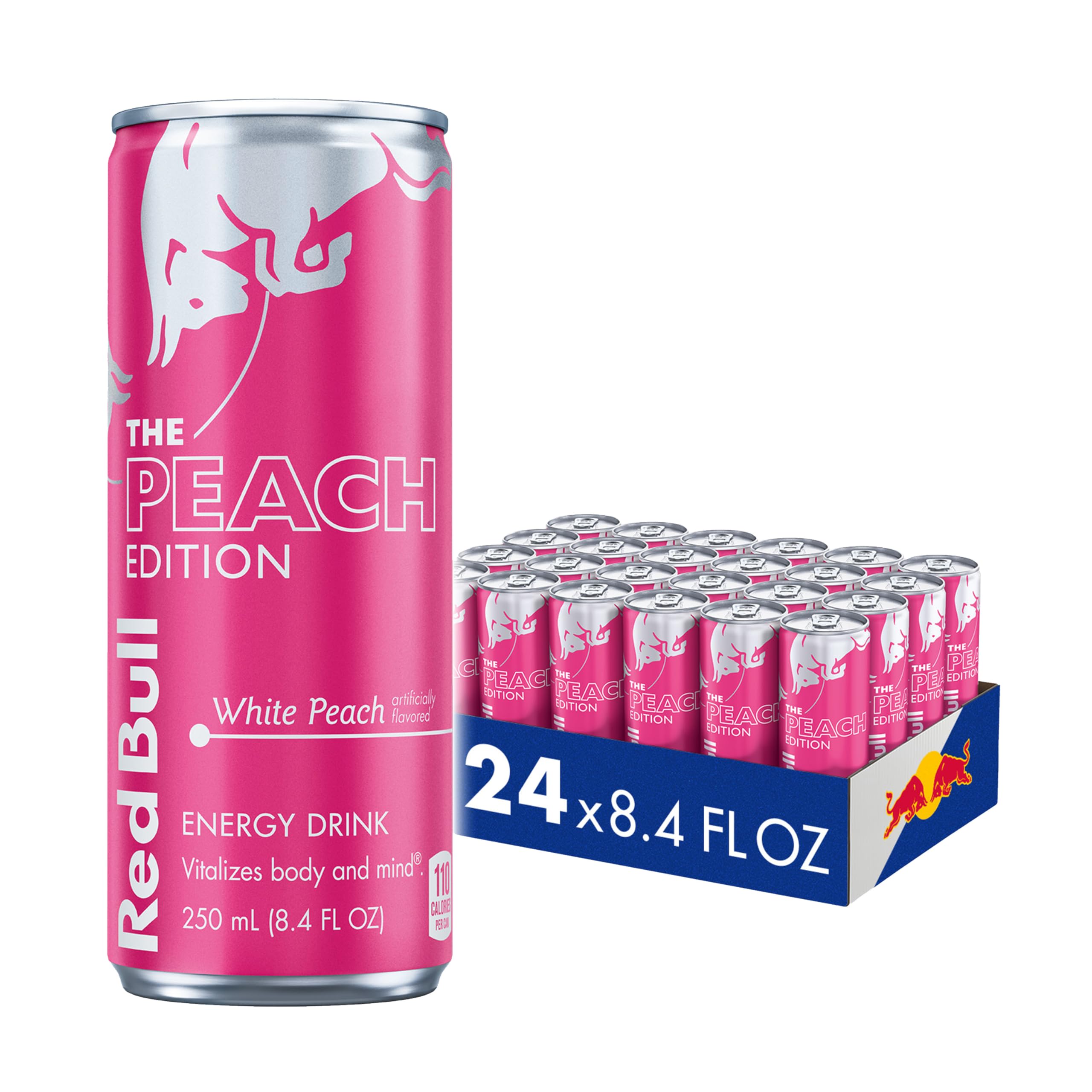 Red Bull White Peach Summer Edition Energy Drink, with 80mg Caffeine plus Taurine & B Vitamins, 8.4 Fl Oz, Pack of 24 Cans Image