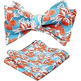 Alizeal Mens 2pcs Classic Floral Pattern Self-tied Bow Tie and Handkerchief Set