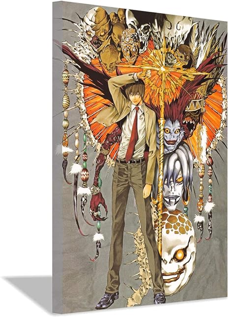 Amazon デスノートアニメキャラクターキャンバス絵画子供部屋装飾アートポスターリビングルーム寝室装飾油絵壁キャンバスアート30x45cm 12x18inch 内枠 ポスターe ウォールステッカー オンライン通販