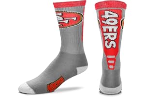 FOR BARE FEET FBF - NFL Adult Team Logo Cool Grey Jump Key Crew Dress Socks Footwear For Men And Women Game Day Apparel - Size Large 10-13