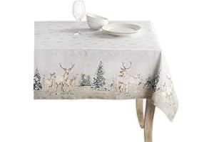 Maison d' Hermine Table Cloth 100% Cotton 60"x108" Decorative Tablecover Washable Rectangle Tablecloths, Dining, Buffet Party & Wedding, Deer in The Woods -Thanksgiving/Christmas