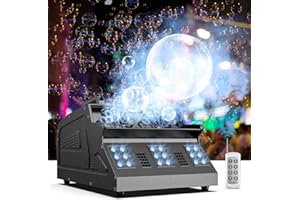 DAZZLINGSTAGE 2000W Fog Machine, 3 in 1 Fog Bubble Machine with 2 Bubble Fans, 7 CH RGB 18 LED Lights Smoke Bubble ALL IN 1 Machine, Fog Machine for Party, Wedding, Festival, Birthday