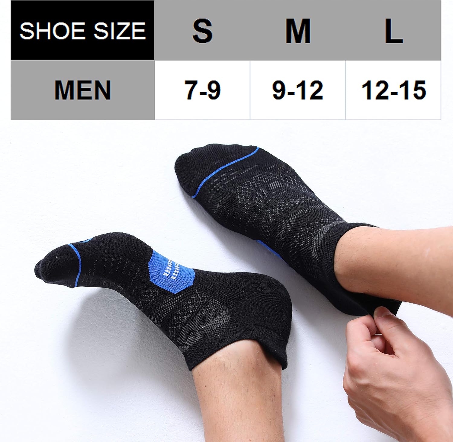 CelerSport 6 Pack Men's Running Ankle Socks with Cushion, Low Cut Athletic Sport Tab Socks: Clothing