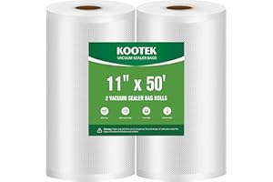 Kootek Vacuum Sealer Bags for Food, 2 Rolls for Custom Fit Food Storage, Meal Prep or Sous Vide, 11"x50' Commercial Grade Vac