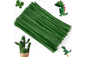 Ainiv 200PCS Pipe Cleaners for Craft, 30cm Green Crafting Pipe Cleaners, Fuzzy Sticks Craft Supplies, Chenille Stems for DIY, Arts & Crafts for Christmas Tree Creative Handmade DIY Decoration