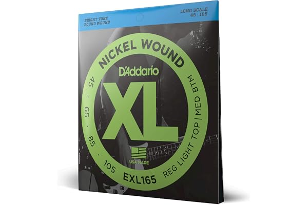 D'Addario EXL165 Nickel Wound Bass Guitar Strings - Custom Light 45-105, Long Scale
