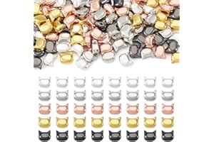 Elecrelive 100Pcs Cat Head Glass Beads 7mm Colorful Metallic Crystal Glass Beads Animal Charms for Friendship Bracelet Neckla