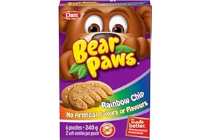 Bear Paws Rainbow Chip Cookies - Soft Cookie Snack Packs, Peanut Free School Snacks, 240g, 6 pouches