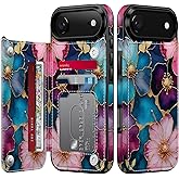 FUNMIKO for iPhone Air Case Wallet with Card Holder + Cash Clip, RFID-Blocking, Military-Grade Drop Protection & UV-Printed Artwork, Phone Case for iPhone 17 Air - Vibrant Flower Pattern