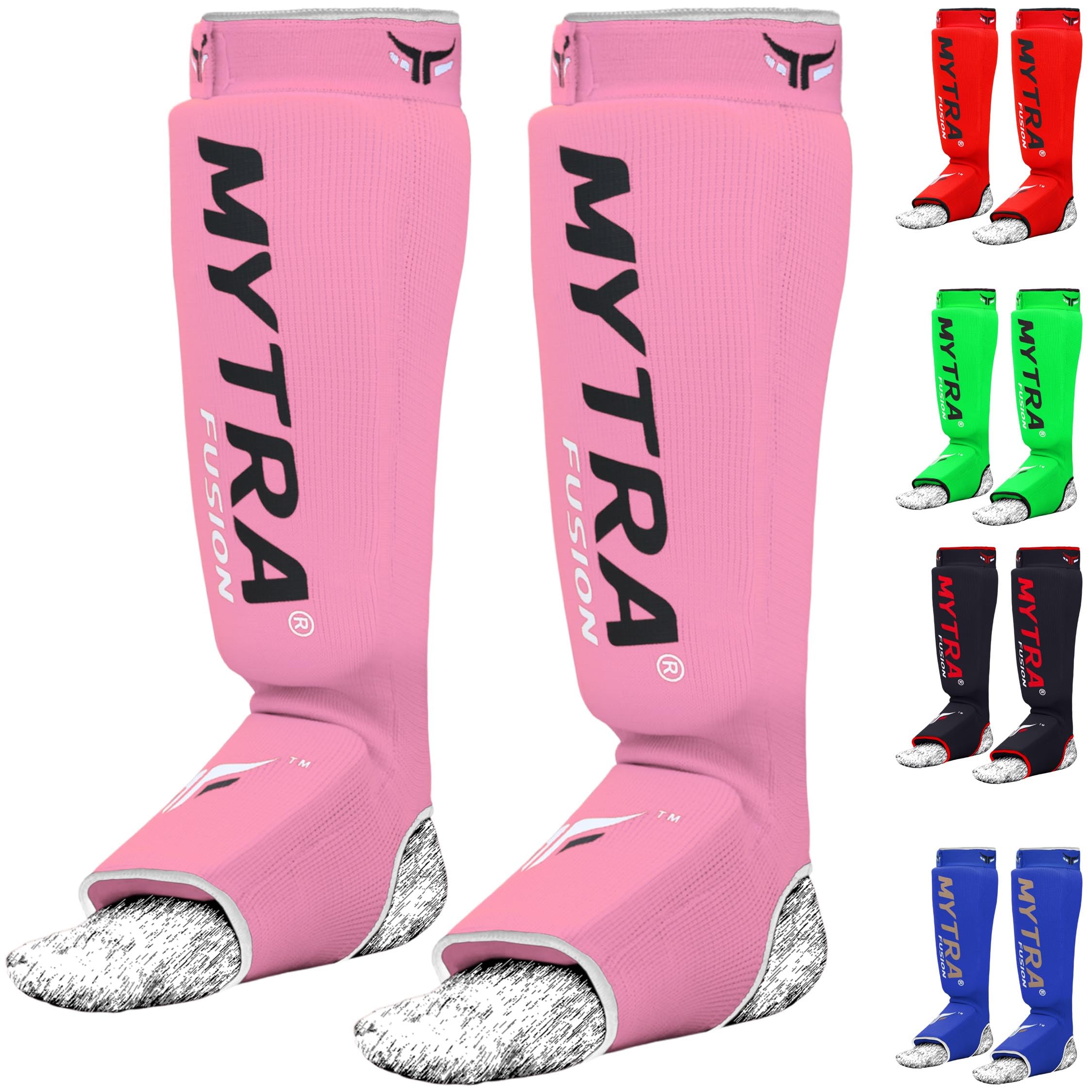 Mytra Fusion Shin Instep Guard Stretchable Polyester Fabric Padded Kickboxing Shin Guards Lightweight Training Shin Guards Muay Thai, MMA, Martial Arts Shinguards for Men & Women