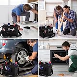 WORKPRO 12-inch Wide Mouth Tool Bag Black Red 600D Polyester Multiple Pockets view 8