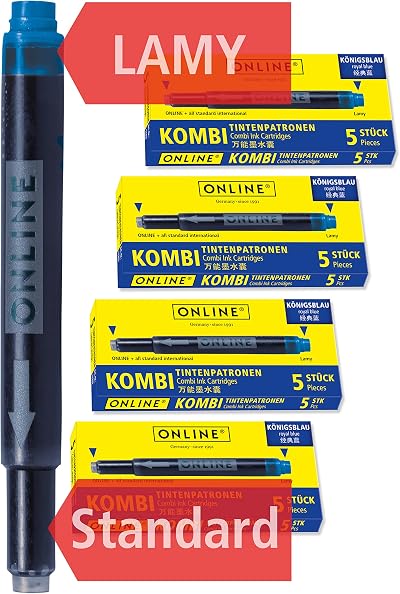 Online double-sided pen ink cartridges 4-pack royal blue universal refills