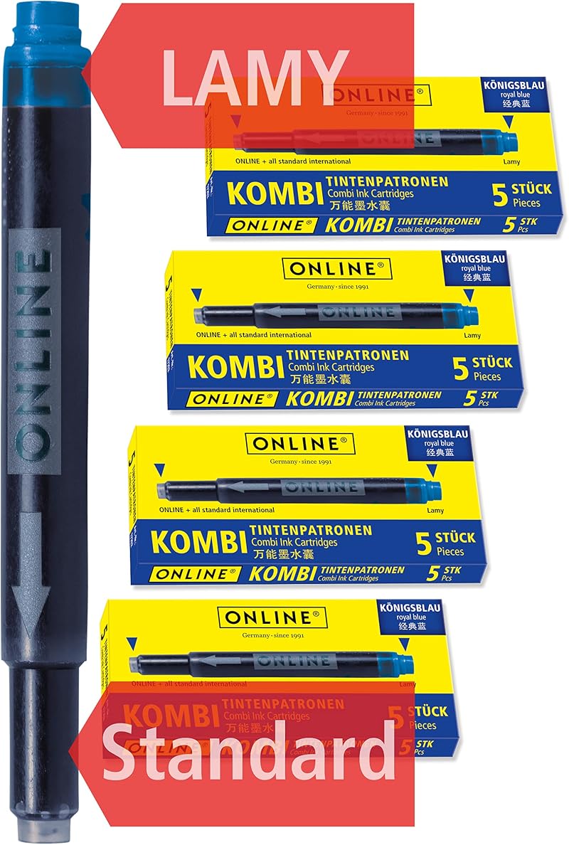 Online double-sided pen ink cartridges 4-pack royal blue universal refills