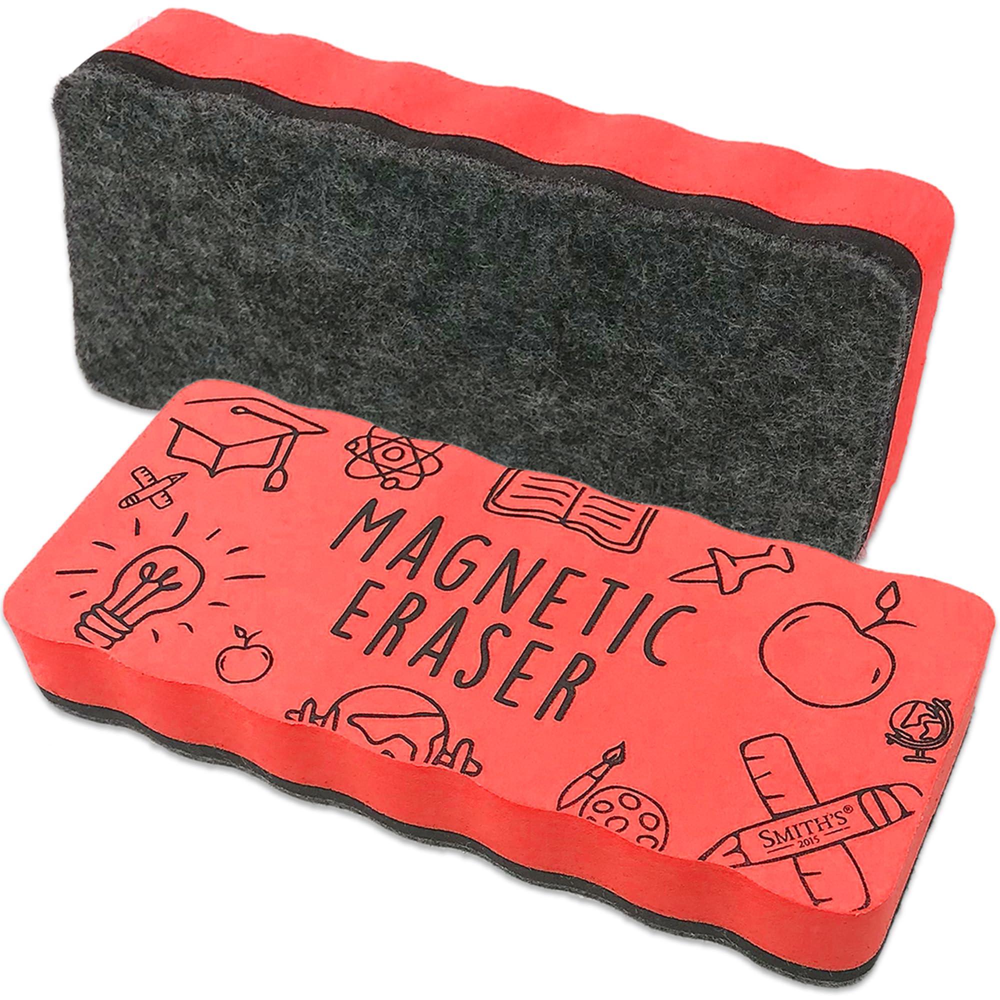 Smith’s® Large Magnetic Whiteboard Eraser | Extra-Strong Neodymium Magnet | Perfect for Home, Office & Classrooms | Size: 14.4 x 6.1 x 2.2 cm | Colour: Red