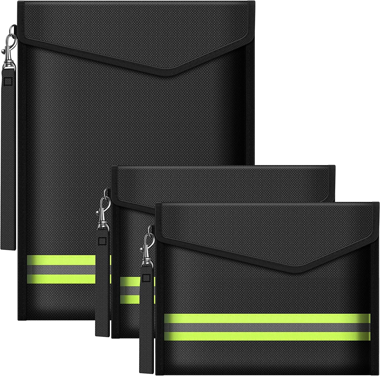 ImnBest 3 pcs Fireproof Document Bag,Fireproof Money Safe Document Bag Set Non-Itchy Silicone Coated Fire Resistant Bag Fireproof Safe Storage for Money, Documents, Jewelry and Passport