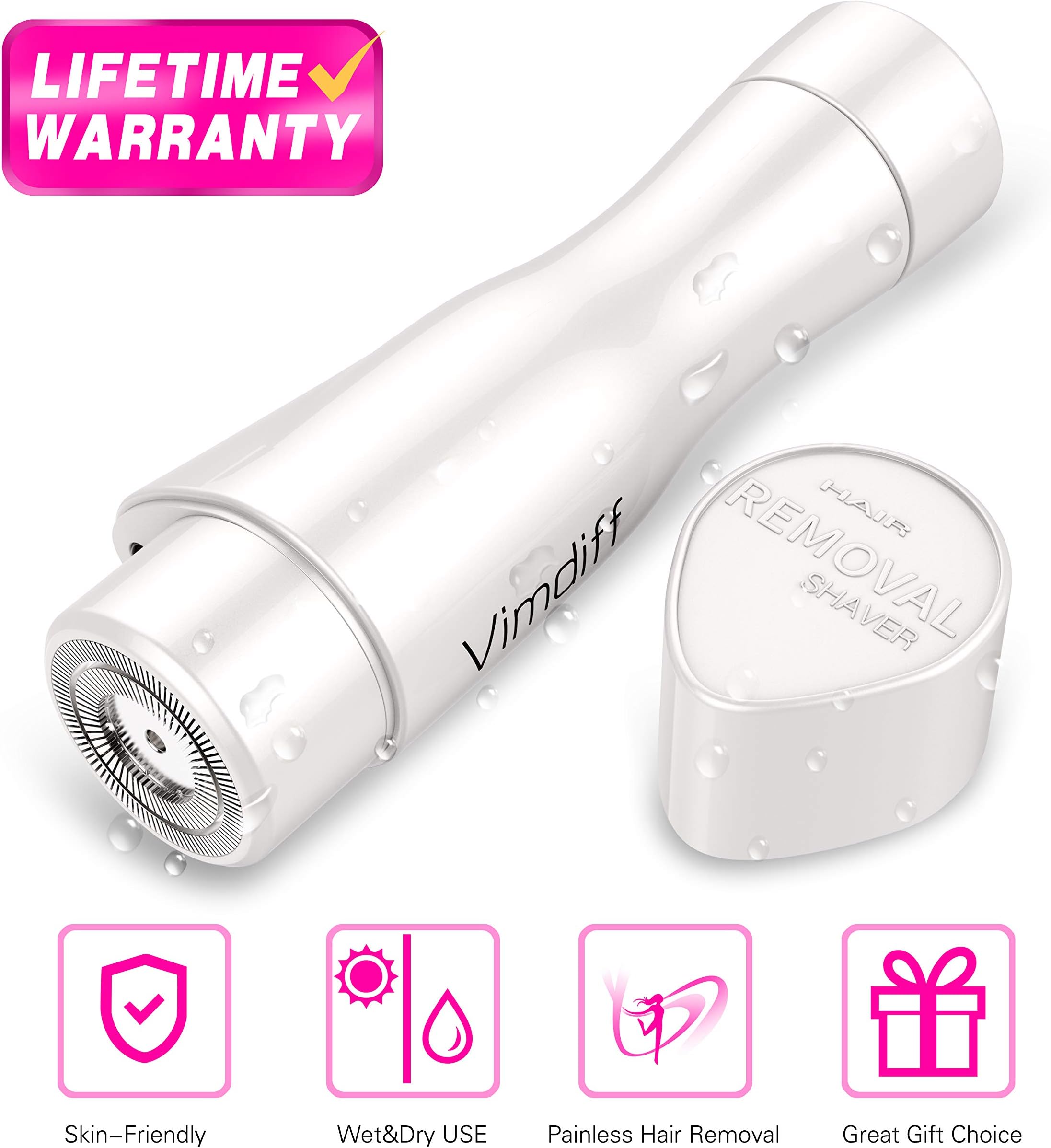 Updated 2019 Version Professional Facial Hair Removal for Women, Electric Painless Perfect Hair Remover Trimmer for Face, Armpit, Chin and Full Body, Waterproof with LED Light