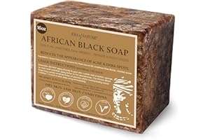 era of nature Best Raw ORGANIC AFRICAN BLACK SOAP, for Dry Skin and Skin Conditions. Pure & Natural Ingredients, Imported From Ghana - 1lb (16oz)