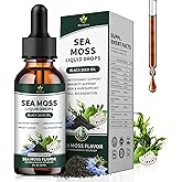 Menkru Irish sea Moss Drops,Organic sea Moss Gel,with seamoss Black Seed Oil ashwagandha Burdock Root,Multimineral Seamoss Supplement Support Antioxidant, Immune, Gut Health, Non-GMO - 2 Fl Oz