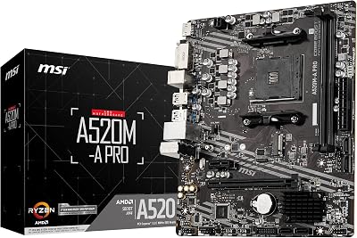 MSI A520M-A PRO Motherboard AM4 mATX DDR4 Boost Turbo M.2 Ryzen 3rd Gen