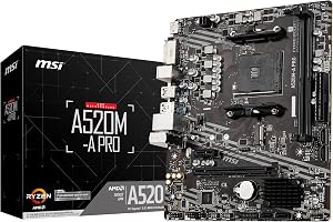 MSI A520M-A PRO Gaming Motherboard (AMD Ryzen 5000, AM4, DDR4, PCIe 3.0, SATA 6Gb/s, M.2, USB 3.2 Gen 1, DVI/HDMI, Micro-ATX)