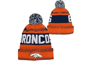OUTERSTUFF NFL Kids Youth 8-20 One Size Team Color Primary Logo Official Sports Tech Knit Cold Weather Football Pom Beanie Hat