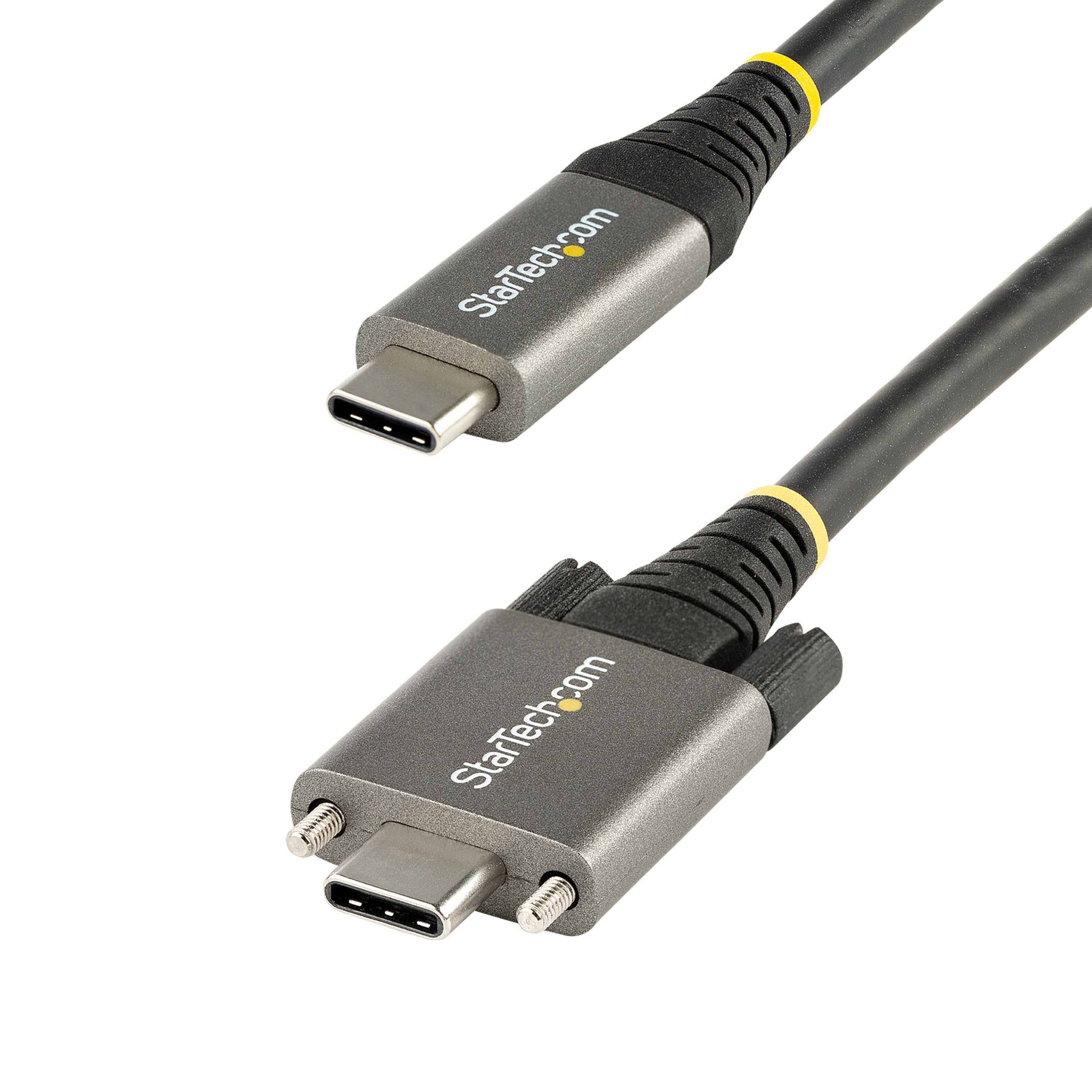 StarTech.com 20" (50cm) Side Screw Locking USB C Cable 10Gbps - USB 3.2 Gen 2 Type-C Cable - 100W (5A) Power Delivery Charging, DP Alt Mode - Dual Screw Lock - USB-C Cord Charge/Sync (USB31CCSLKV50CM)