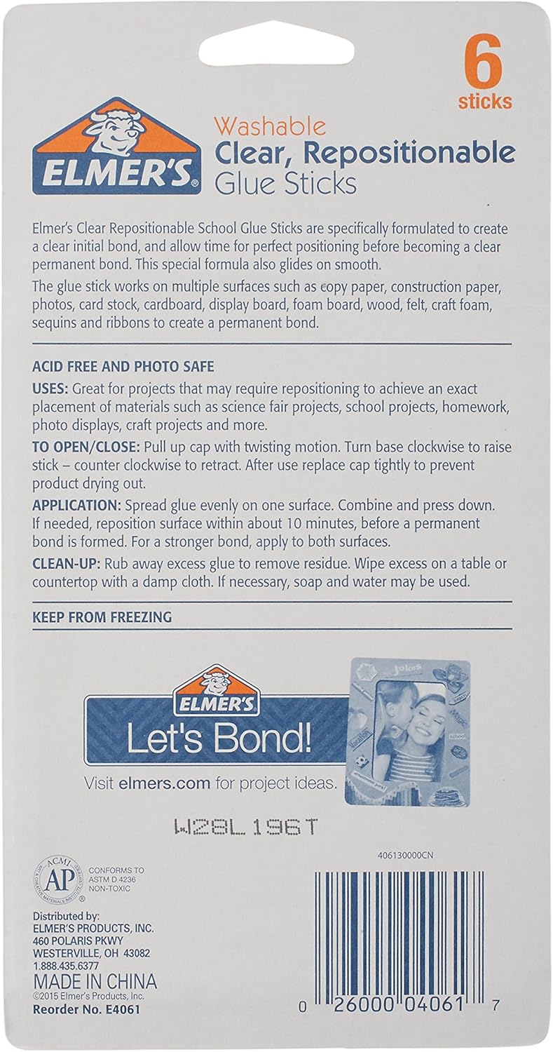 Elmer's Clear Glue Stick (E4061) : Office Products