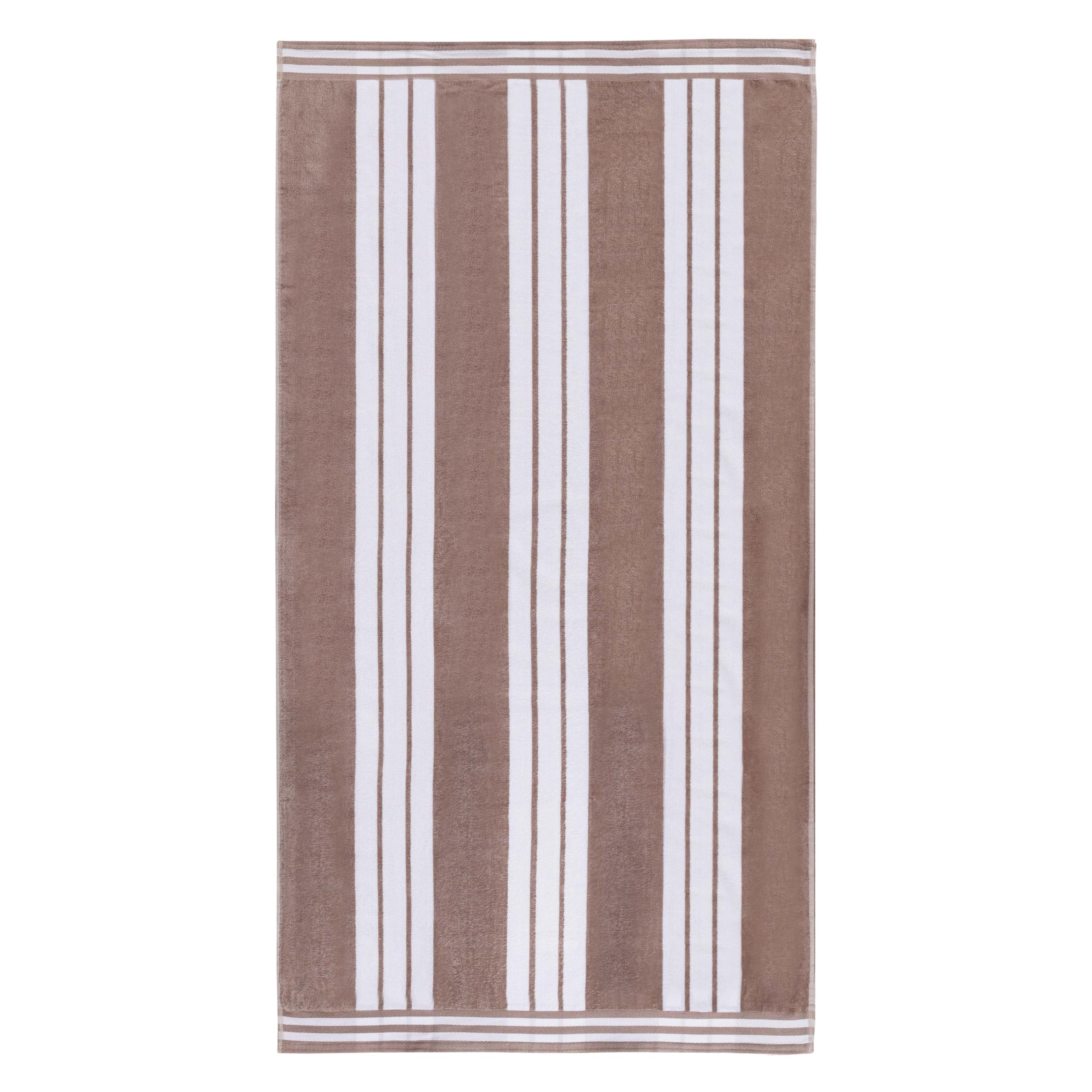 Superior Collection Combed Cotton Luxurious Jacquard Beach Towels, Taupe Cabana Stripe, Oversized — image 1