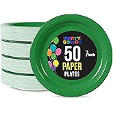 Party Solids Emerald Paper Plates Disposable Heavy Duty 7 Inch Emerald Disposable Plates For Party 50 Pieces Heavy Duty 350 GSM, Birthday Supplies