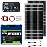 ExpertPower 200W 12V Solar Power Kit | 12V 20Ah LiFePO4 Lithium Battery | 200W Mono Rigid Solar Panels, 20A PWM Solar Charge Controller | RV, Trailer, Camper, Marine, Off Grid, Solar Projects