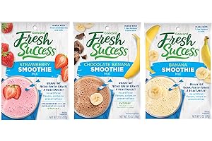 Concord Foods, 3 Breakfast Fruit Smoothie Mix Flavors: 6 Chocolate Banana 1.3 Oz Pouches, 6 Banana 2 Oz Pouches, 6 Strawberry 2 Oz Pouches